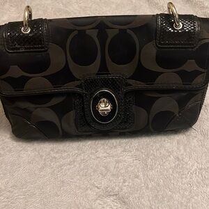 Vintage Black Coach handbag with leather trim